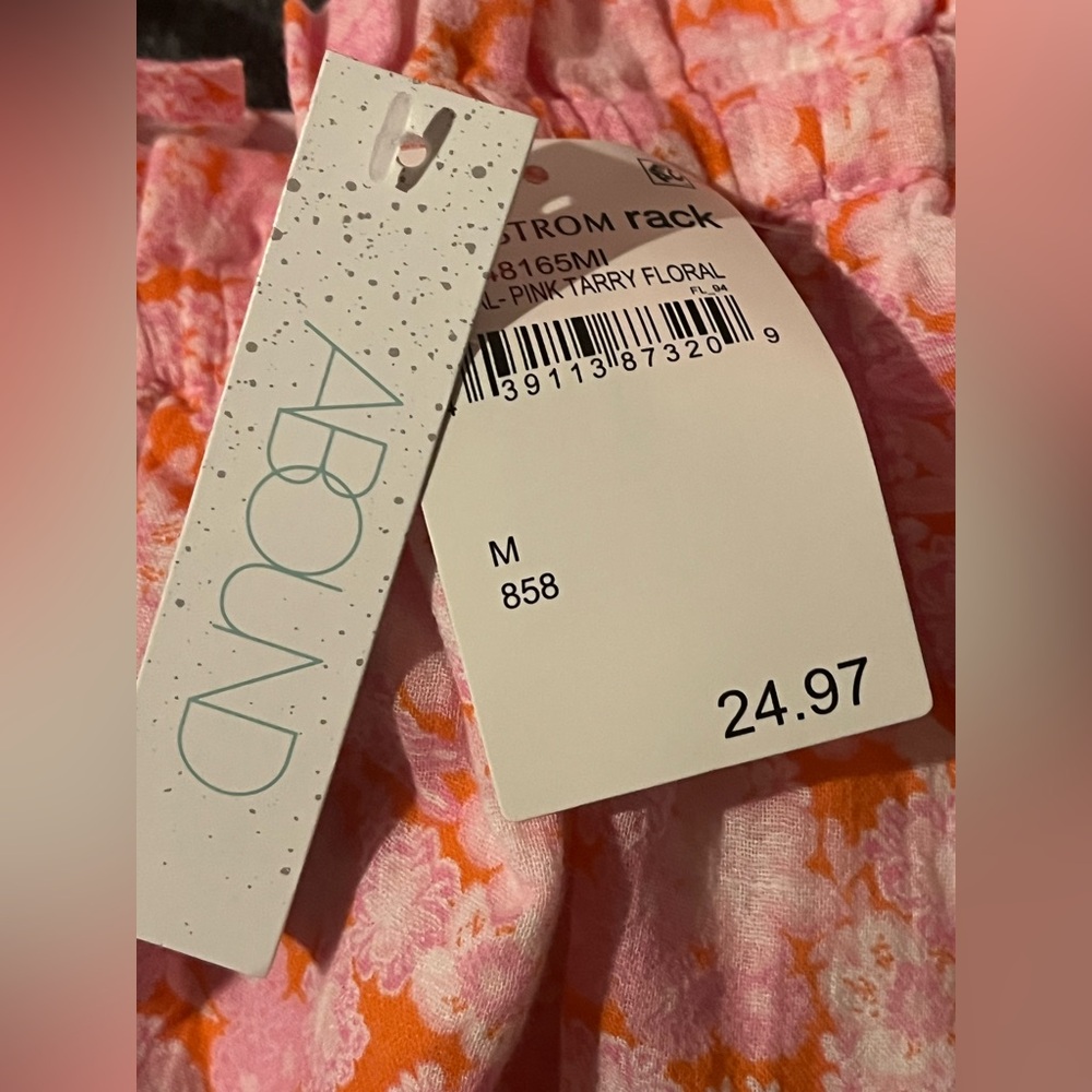 NWT Abound Nordstrom Gauzy 100% Cotton Skirt in Coral Pink Tarry Floral - Picture 4 of 6